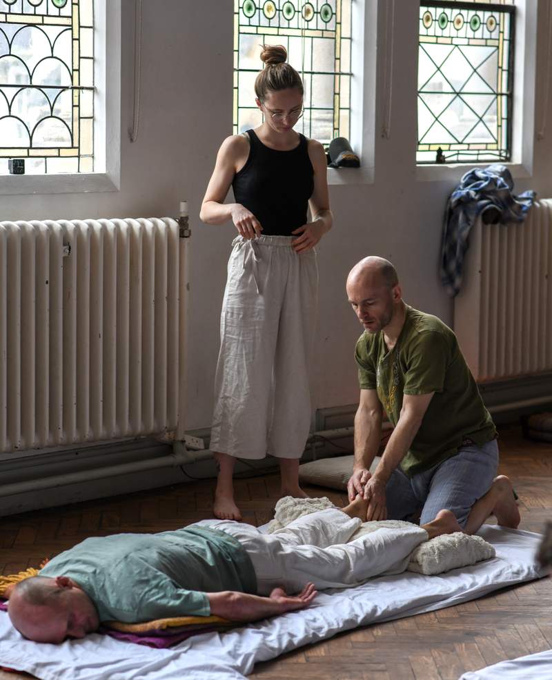 Teaching Thai massage at the CSA in Stroud